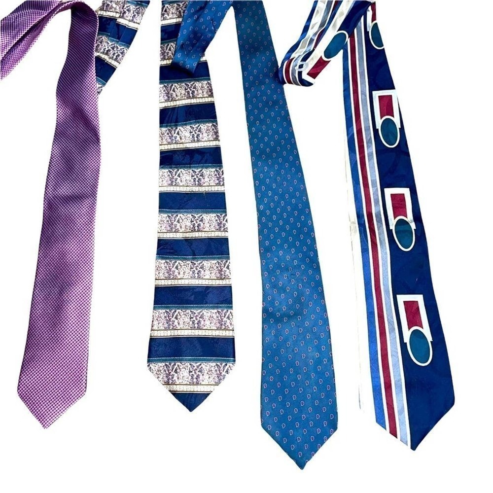 Men's designer Neck ties Blue and maroonish colorway LoS Bank & Cambridge
